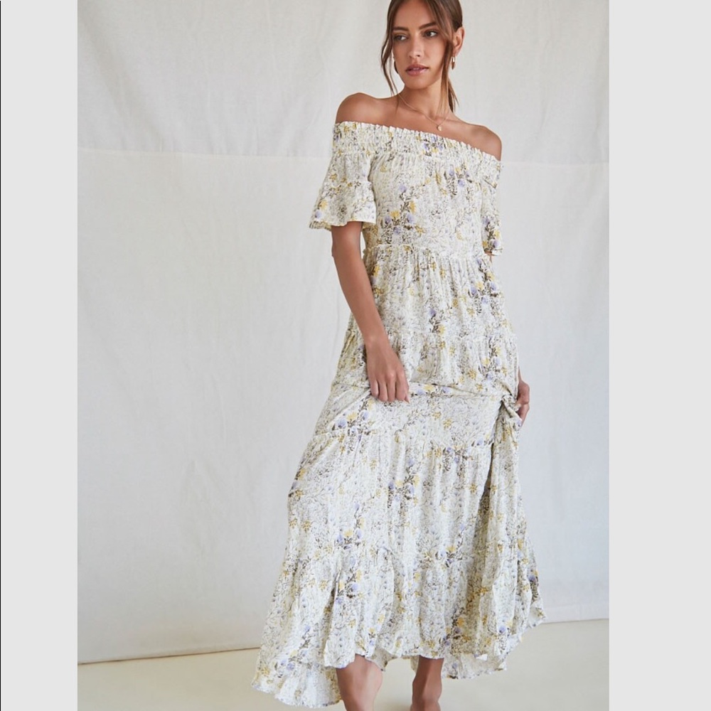 Floral off the shoulder maxi dress